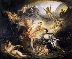Apollo onthult zijn goddelijkheid aan de herderin Isse